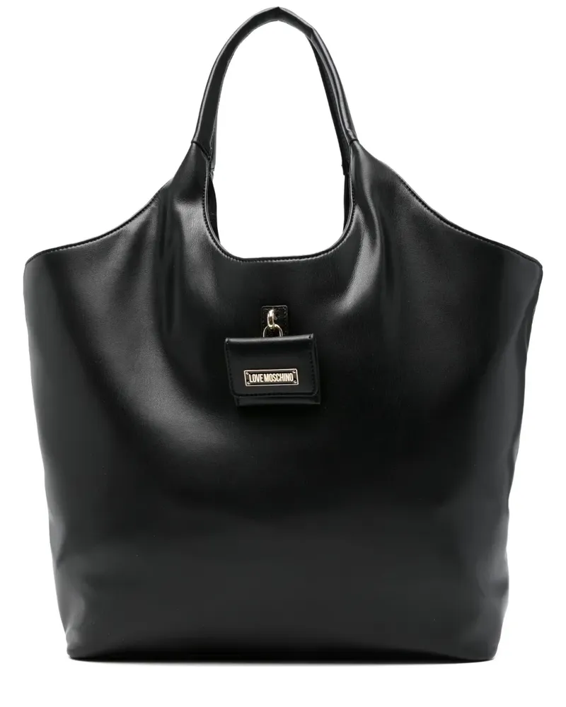 Moschino Shopper mit Logo-Schild - Schwarz Schwarz