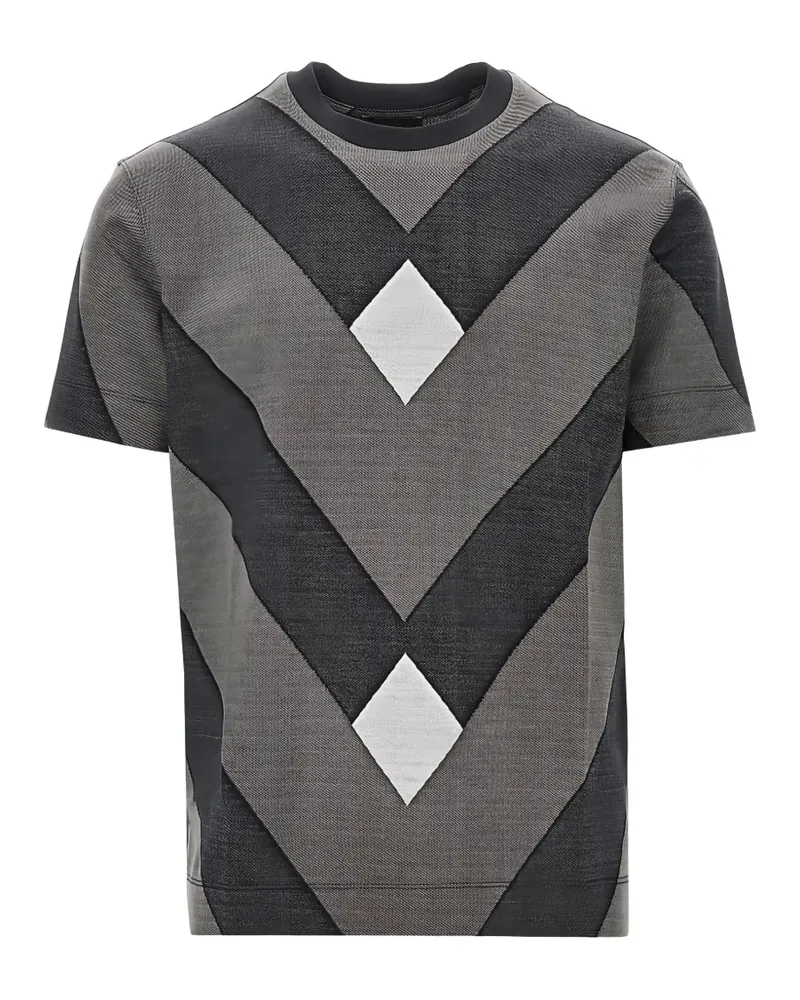 Emporio Armani jacquard-knit chevron T-shirt - Grau Grau