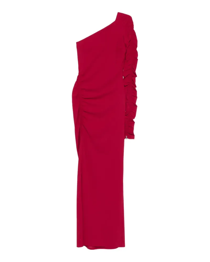 Patrizia Pepe asymmetric-neck ruffled-detail maxi dress - Rot Rot