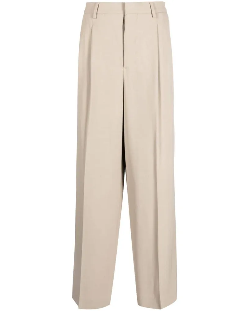 AMI Paris Wide-Leg-Hose mit Bundfalten - Nude Nude