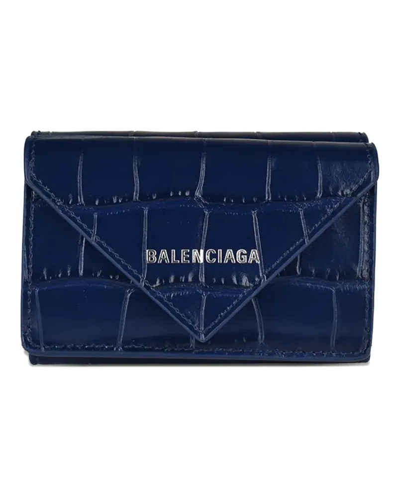 Balenciaga Portemonnaie mit Kroko-Optik - Blau Blau