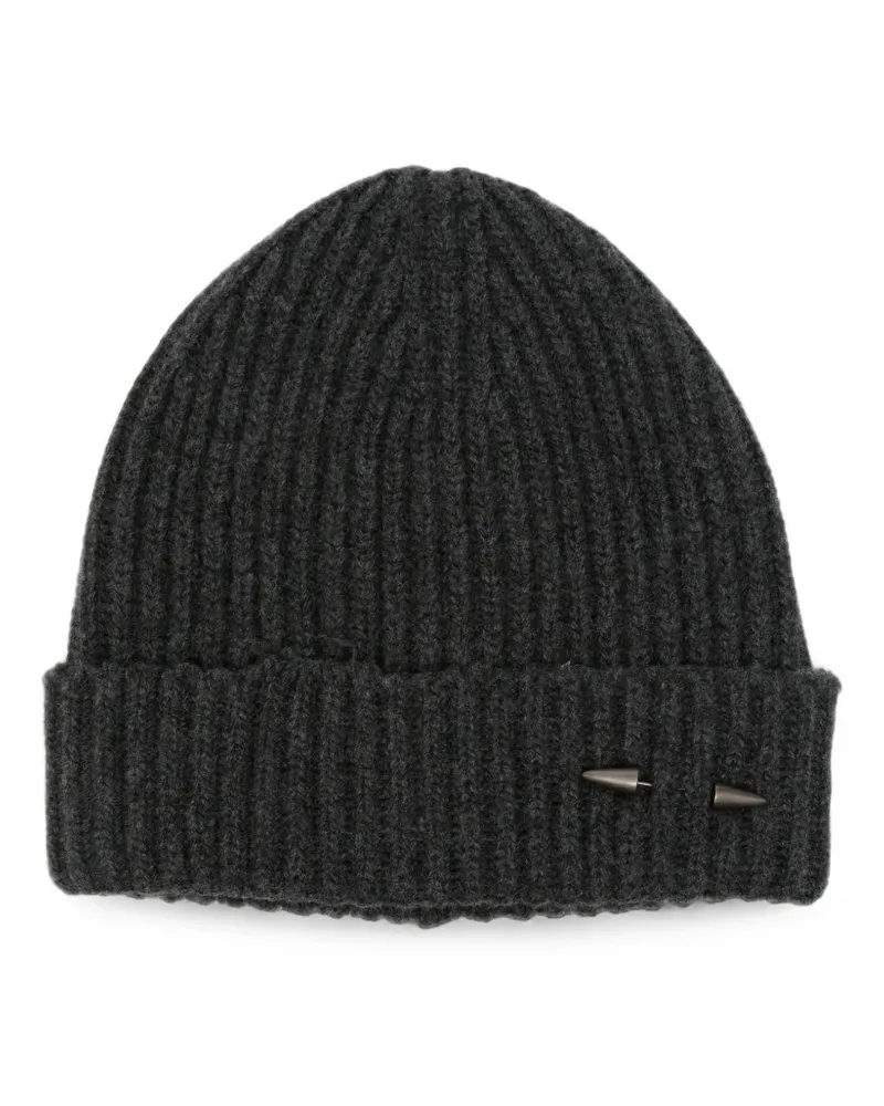 Isabel Benenato ribbed-knit spike-detail beanie hat - Grau Grau