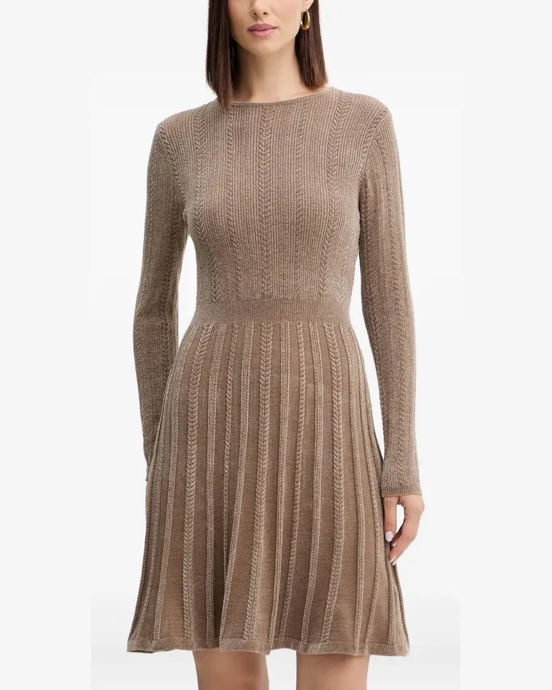 Guess long-sleeved cable-knit mini dress - Braun Braun