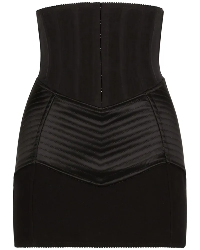 Dolce & Gabbana Geraffter Minirock mit hohem Bund - Schwarz Schwarz