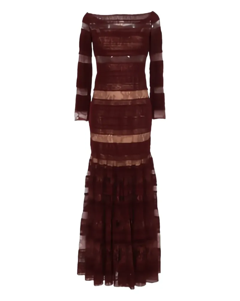 Elie Saab striped off-shoulder dress - Rot Rot