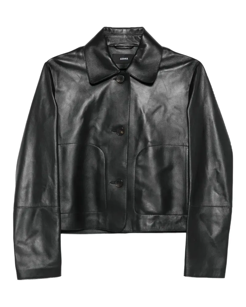 Arma Emy button-patch leather jacket - Schwarz Schwarz