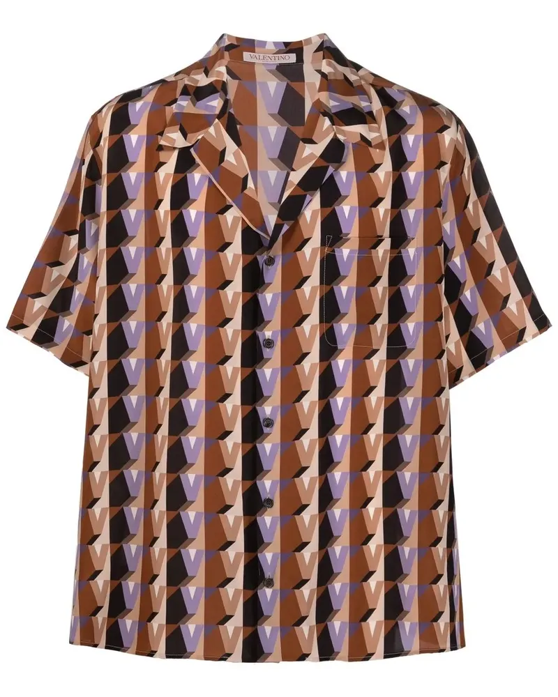 Valentino Garavani Seidenhemd mit 3Dream Valentino-Print - Braun Braun