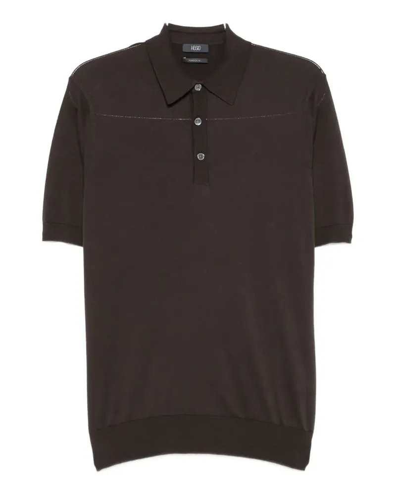 HOSIO short-sleeve knitted polo shirt - Braun Braun