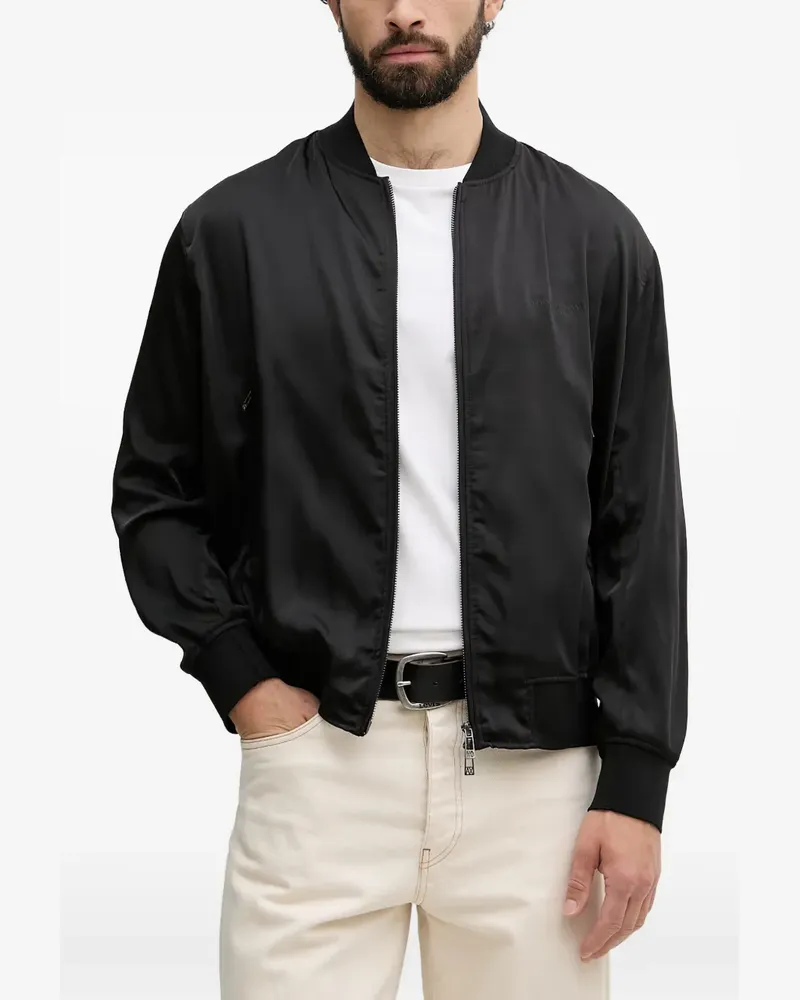 Armani Exchange Bomberjacke mit Logo-Stickerei - Schwarz Schwarz