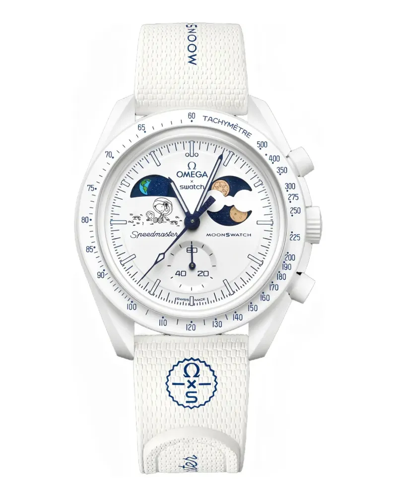 Swatch x  Moonphase Bio-Keramik Armbanduhr 42mm - Weiß Weiß