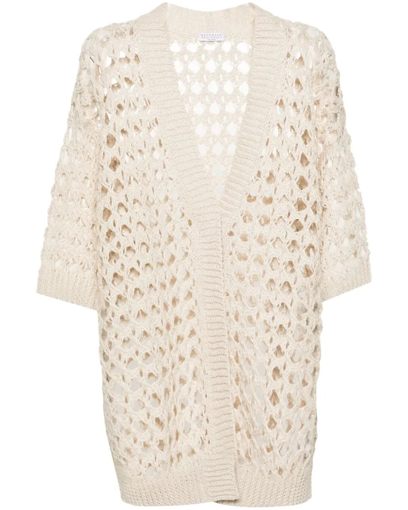 Brunello Cucinelli Lochstrickmantel mit halblangen Ärmeln - Nude Nude
