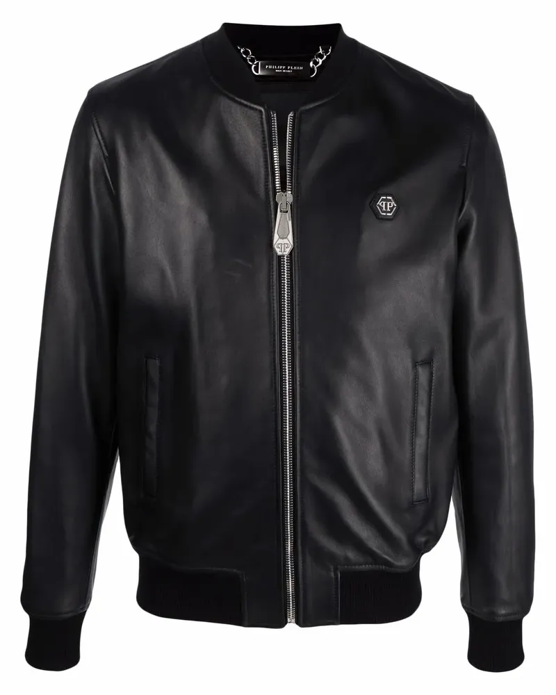 Philipp Plein Bomberjacke aus Schafsleder - Schwarz Schwarz
