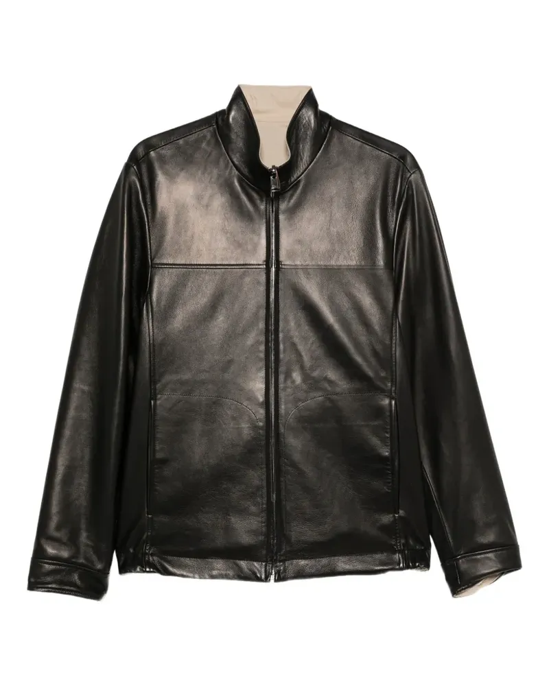 Canali zip-up leather jacket - Schwarz Schwarz
