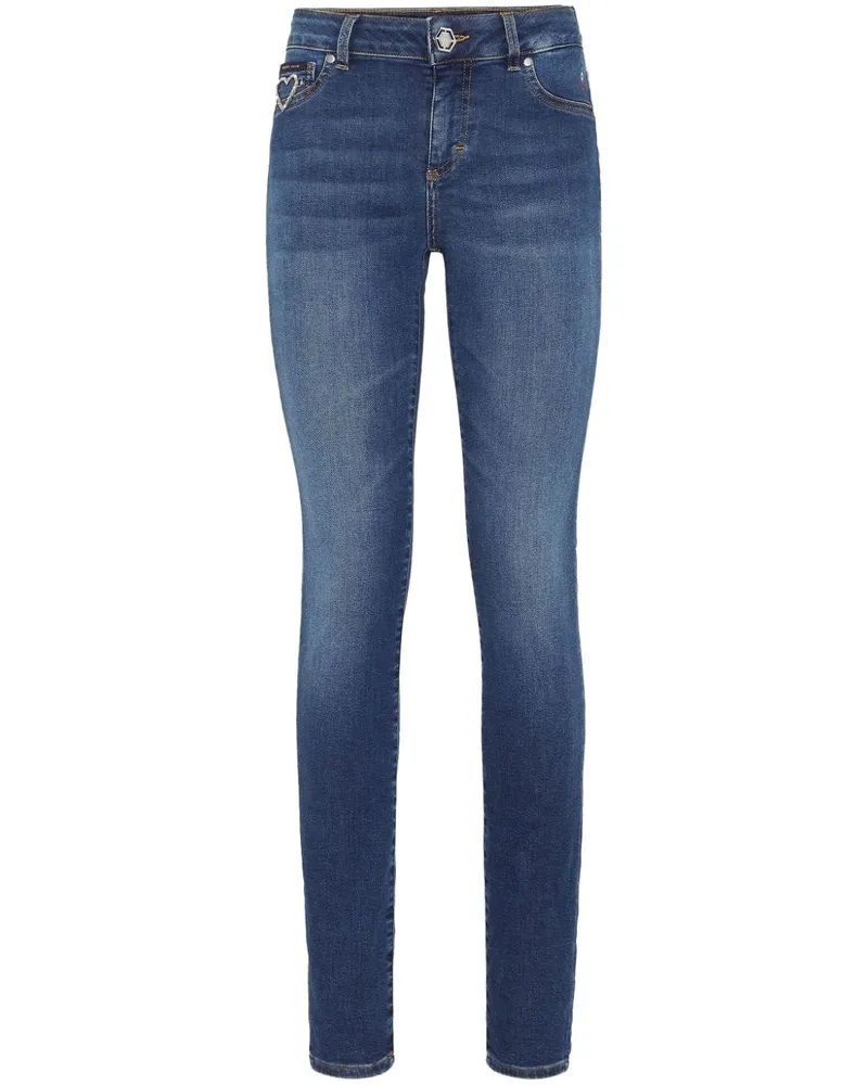 Philipp Plein Skinny-Jeans mit Logo-Applikation - Blau Blau