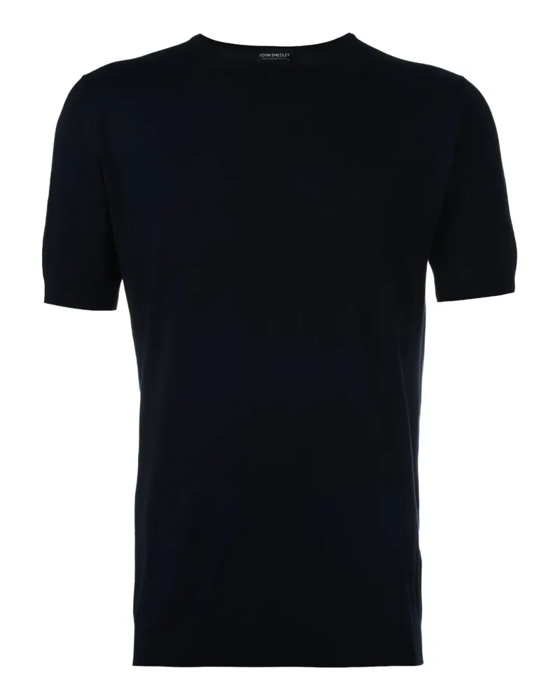John Smedley Feinstrick-T-Shirt mit rundem Ausschnitt - Blau Blau