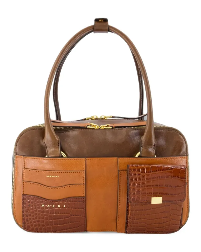 Marni Boxyne Schultertasche mit Tasche - Braun Braun