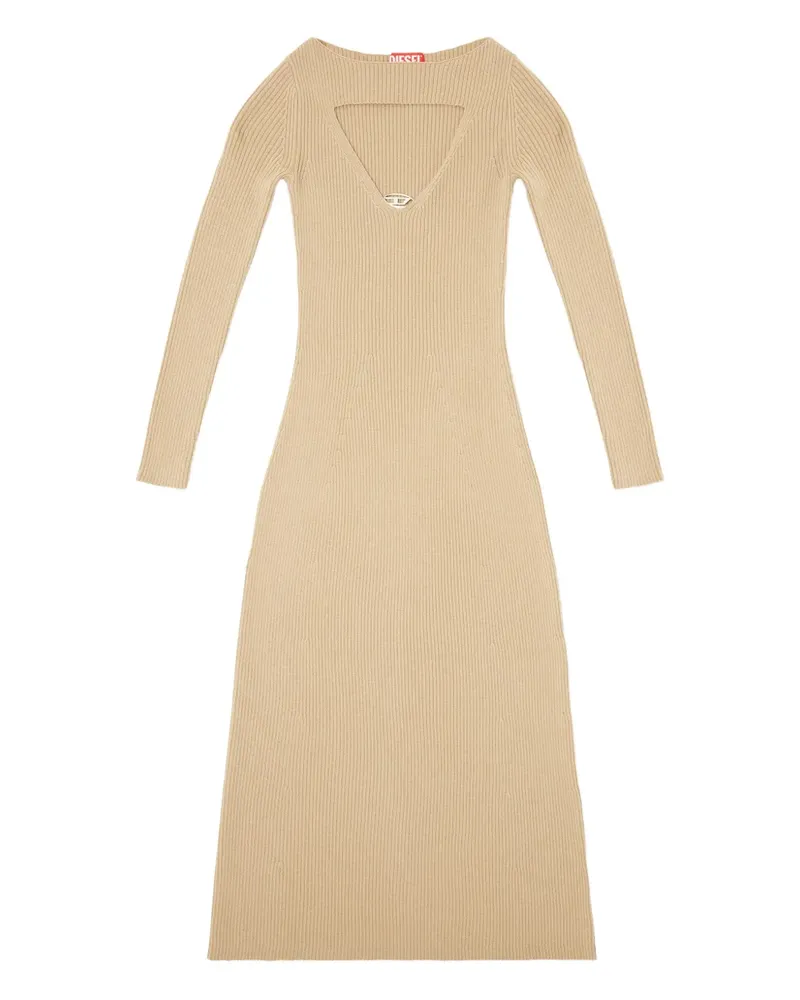 Diesel Geripptes Midikleid - Nude Nude
