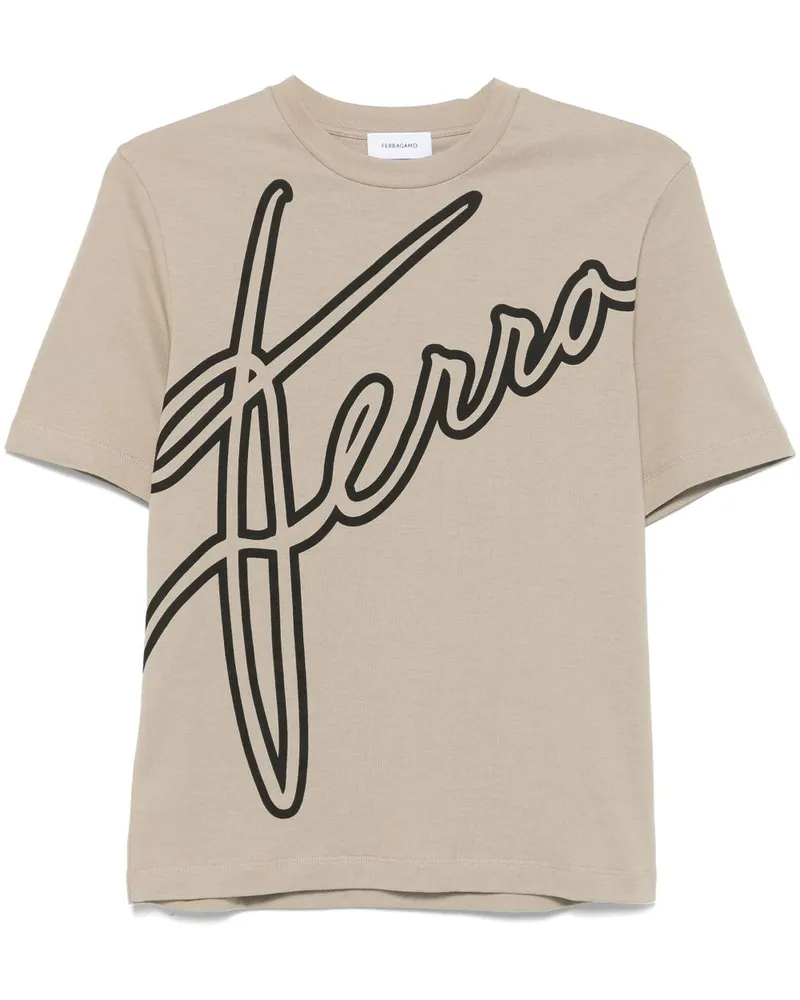 Ferragamo T-Shirt mit Logo-Print - Nude Nude