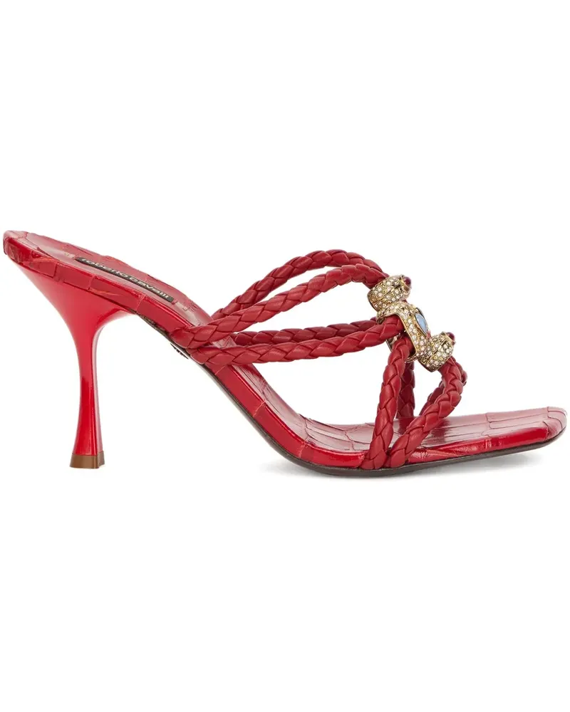 Roberto Cavalli Geflochtene Sandalen mit Schmucksteinen - Rot Rot