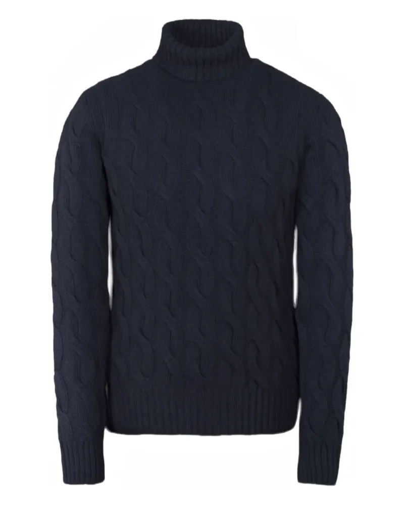 MOORER GORDON-WS3 Rollkragenpullover mit Zopfmuster - Blau Blau