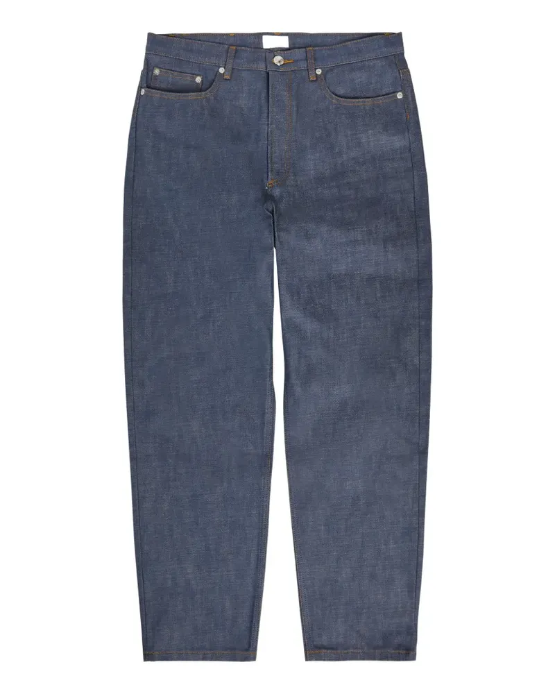 A.P.C. logo-embroidered contrast-stitched jeans - Blau Blau