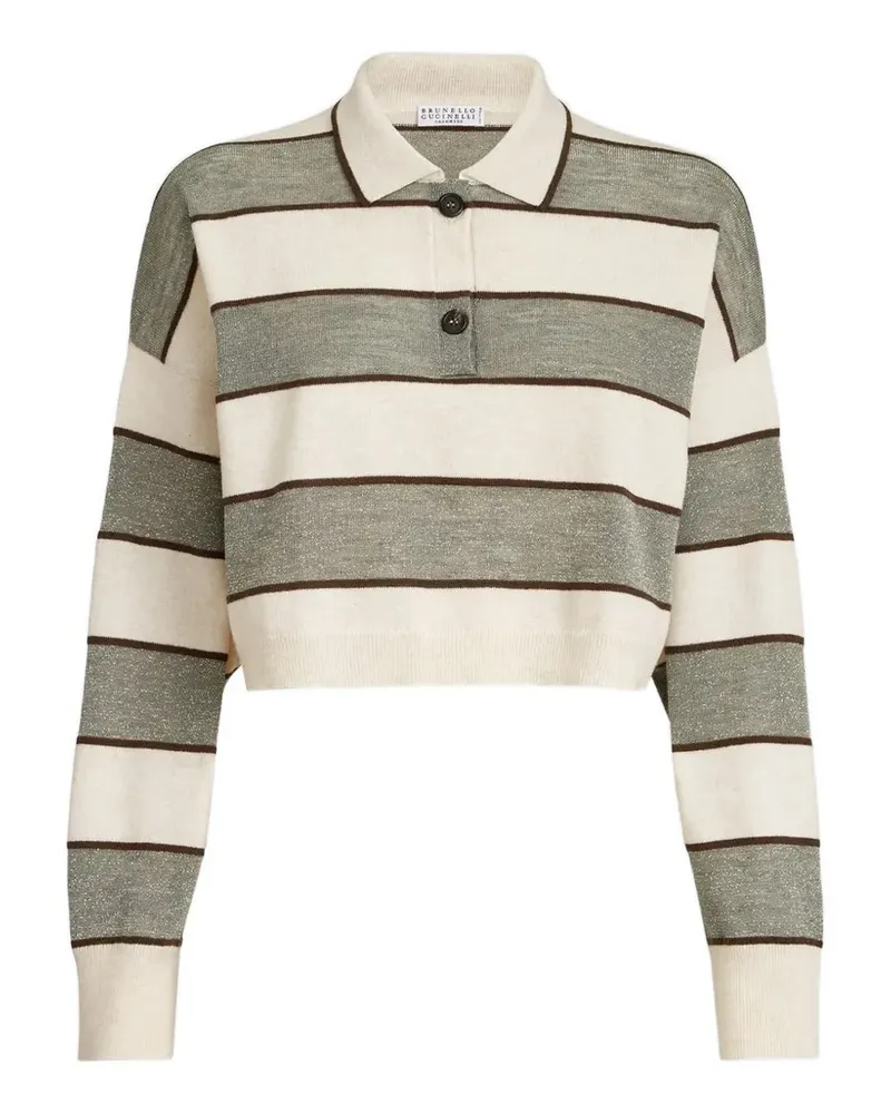 Brunello Cucinelli Gestreiftes Poloshirt - Nude Nude
