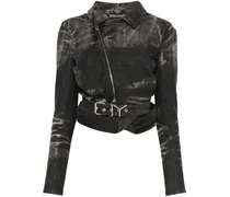 Gewickelte Jeansjacke - Schwarz