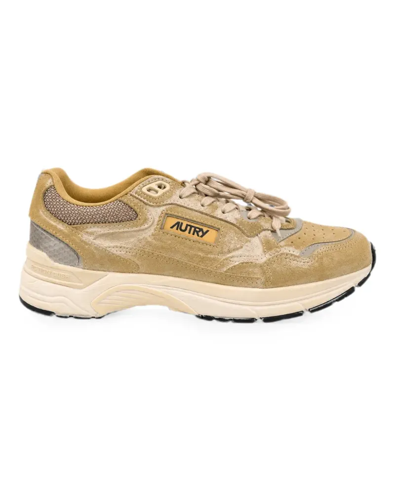 AUTRY Hyperway Sneakers aus gelbem und silberfarbenem Wildleder Gelb