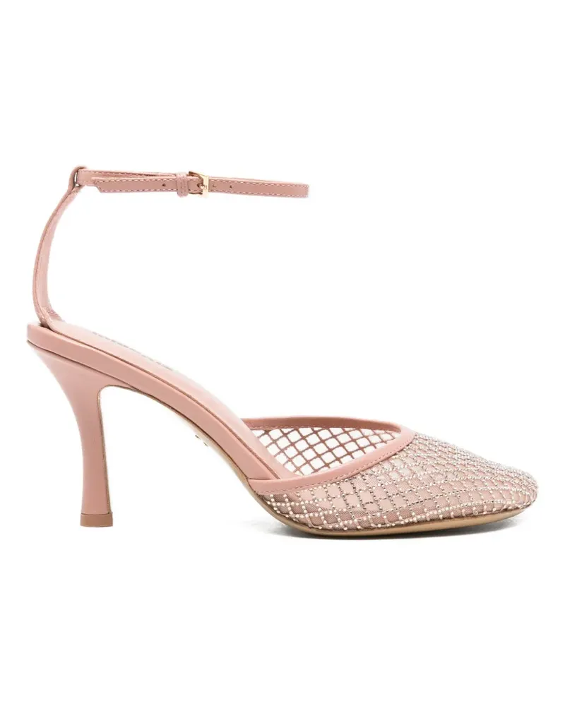 Lola Cruz Ruby mesh ankle strap court shoes - Nude Nude