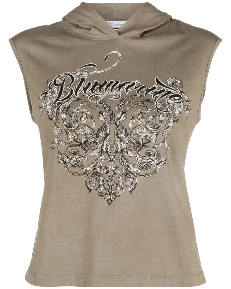 Blumarine Top mit Logo-Print - Grün Grün