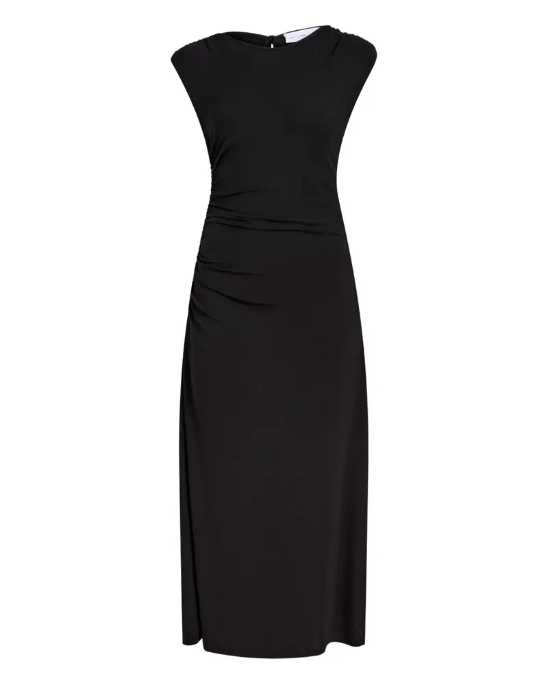 Proenza Schouler Mimi Midikleid mit gerafften Schultern - Schwarz Schwarz