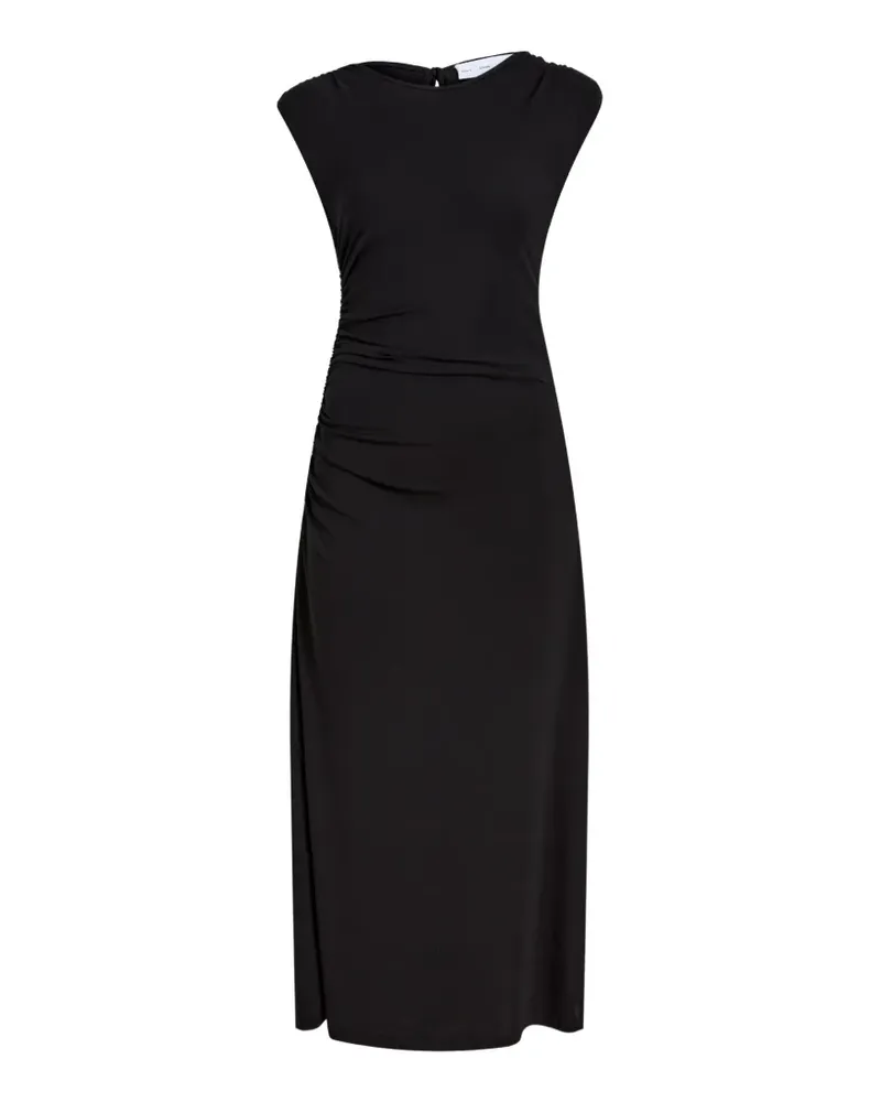 Proenza Schouler Mimi Midikleid mit gerafften Schultern - Schwarz Schwarz