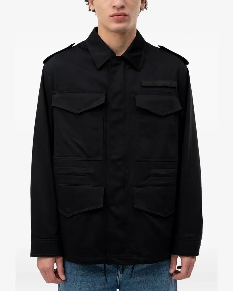 HUGO BOSS Jacke mit Logo-Patch - Schwarz Schwarz
