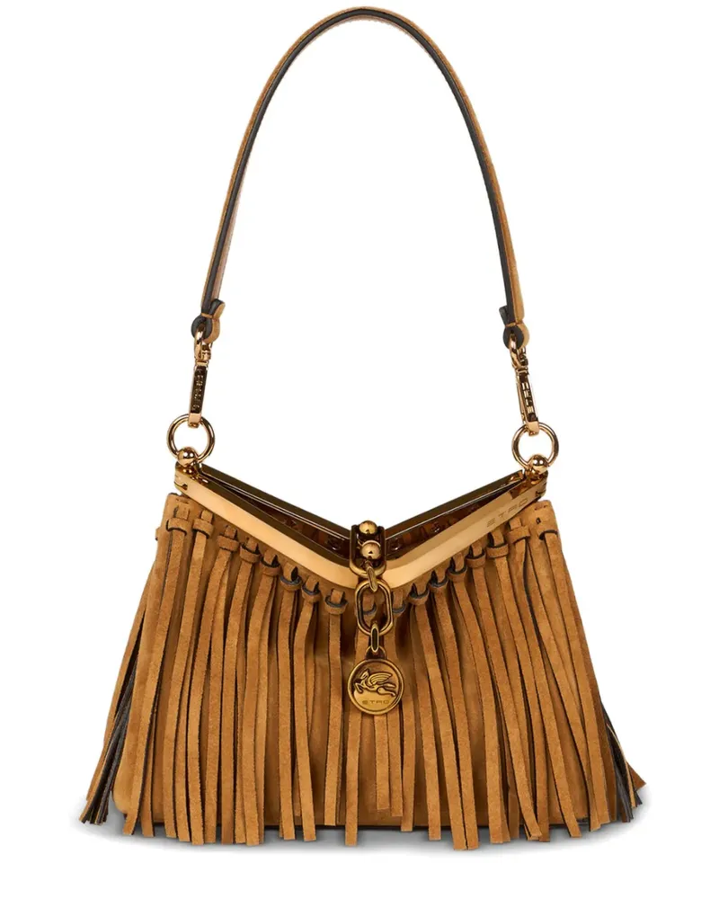 Etro small Vela fringing suede shoulder bag - Braun Braun