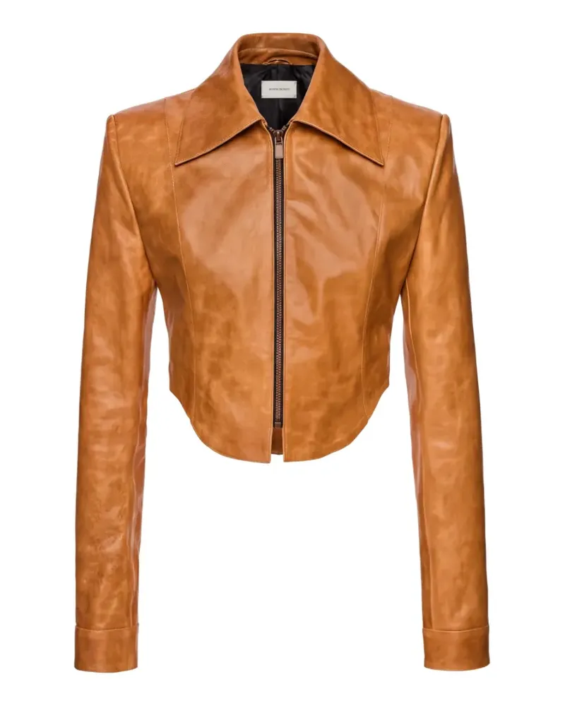 Magda Butrym cropped leather jacket - Braun Braun