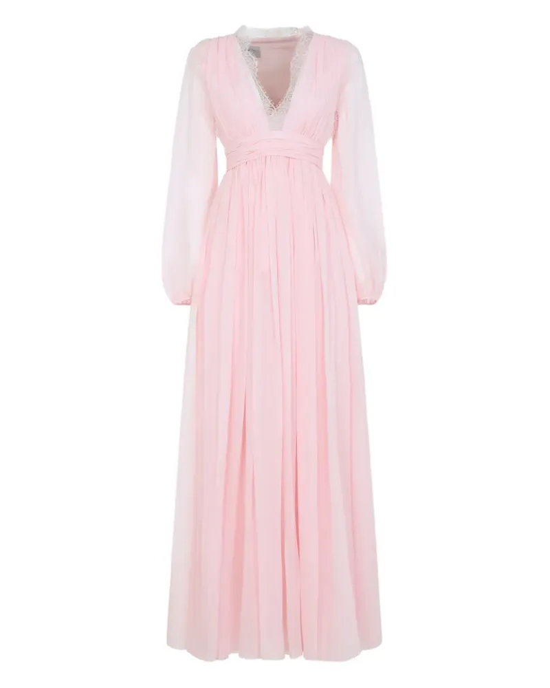 Giambattista Valli Spitzen-Maxikleid mit V-Ausschnitt - Rosa Rosa