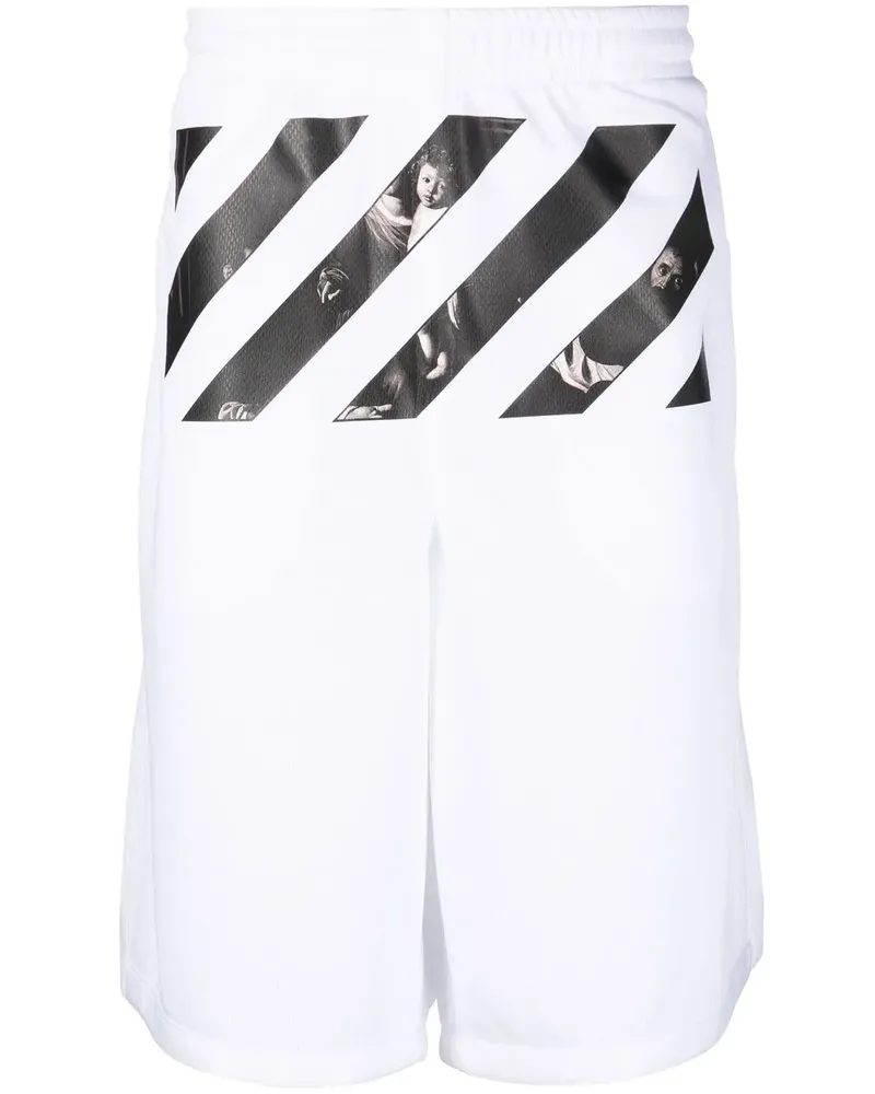 OFF-WHITE Joggingshorts mit Caravaggio Diag-Print - Weiß Weiß
