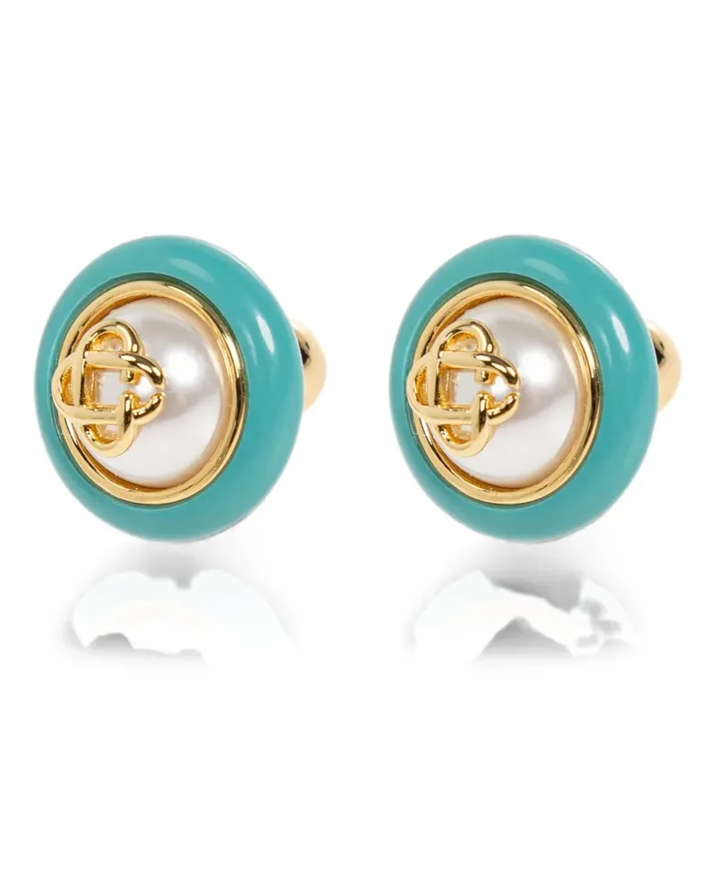 Casablanca Paris pearl-embellished logo earrings - Gold Gold