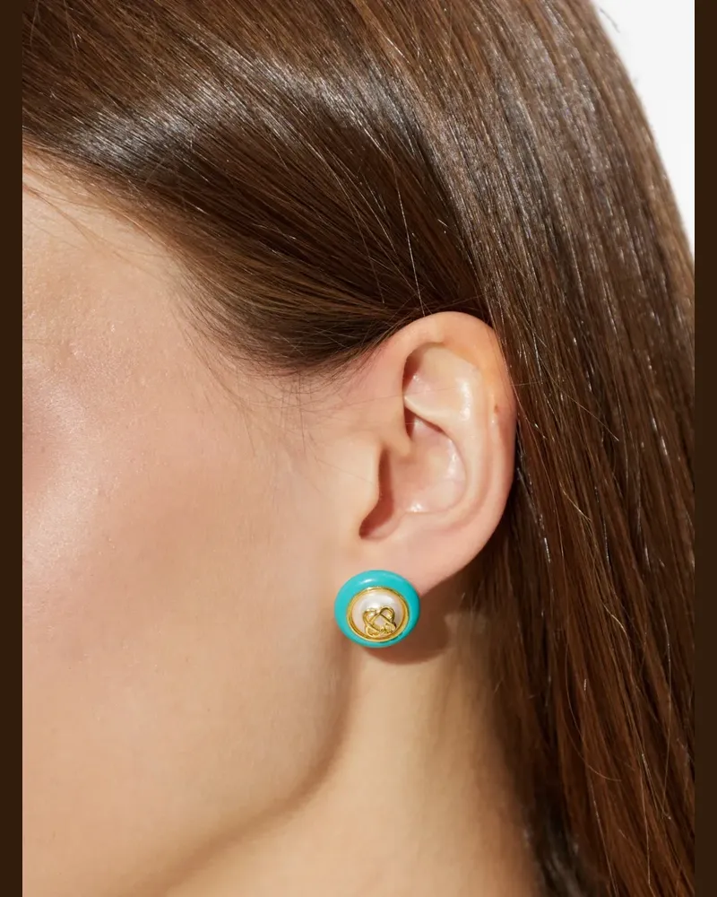 Casablanca Paris pearl-embellished logo earrings - Gold Gold