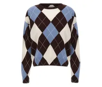 diamond-pattern round-neck sweater - Braun