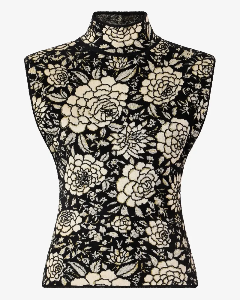 Roberto Cavalli Stehkragen-Oberteil mit Blumenmotiv - Schwarz Schwarz