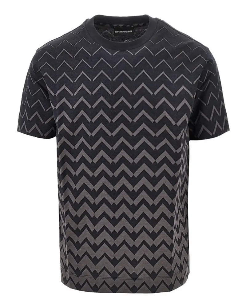 Emporio Armani Signature Capsule chevron jacquard T-shirt - Blau Blau