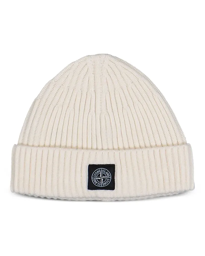 Stone Island Gerippte Beanie Logo-Patch - Nude Nude