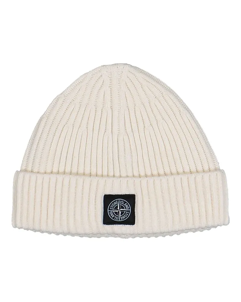 Stone Island ribbed logo-patch beanie hat - Nude Nude