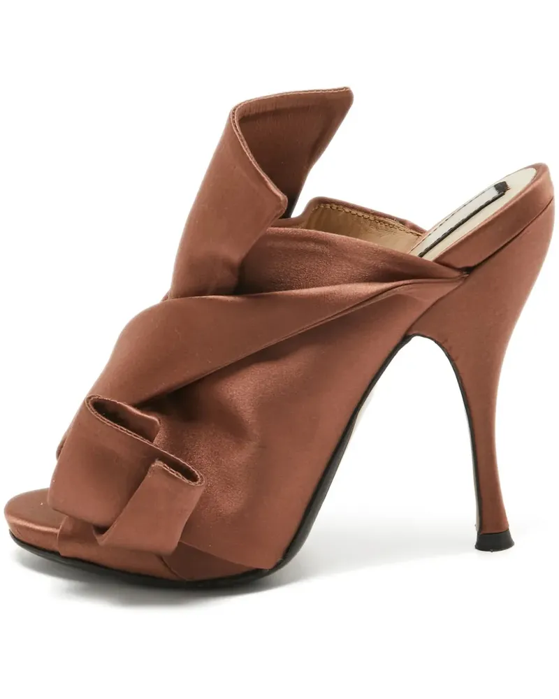 N° 21 Satin-Sandalen mit Knoten 120mm - Braun Braun