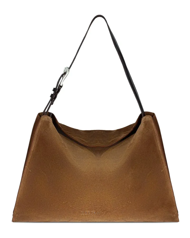 Orciani Mittelgroße Trinity Peach Wildleder-Schultertasche - Braun Braun