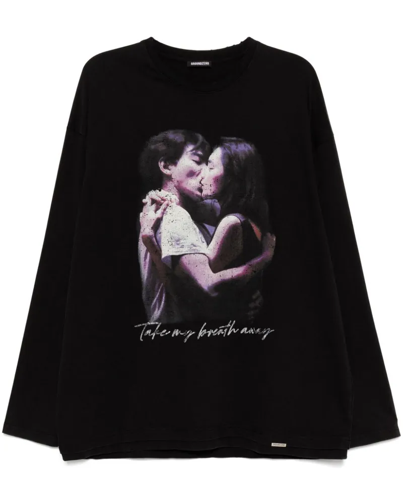 Ground Zero T-Shirt mit grafischem Print - Schwarz Schwarz