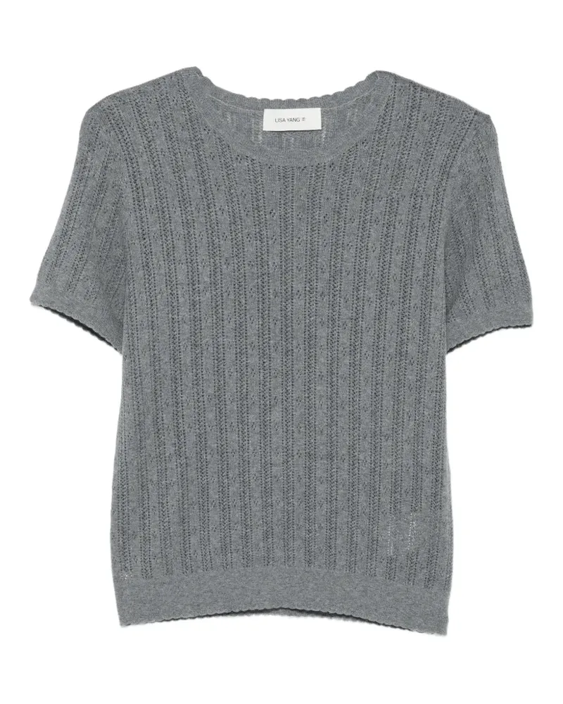 Lisa Yang Suyin T-Shirt aus Ajourstrick - Grau Grau
