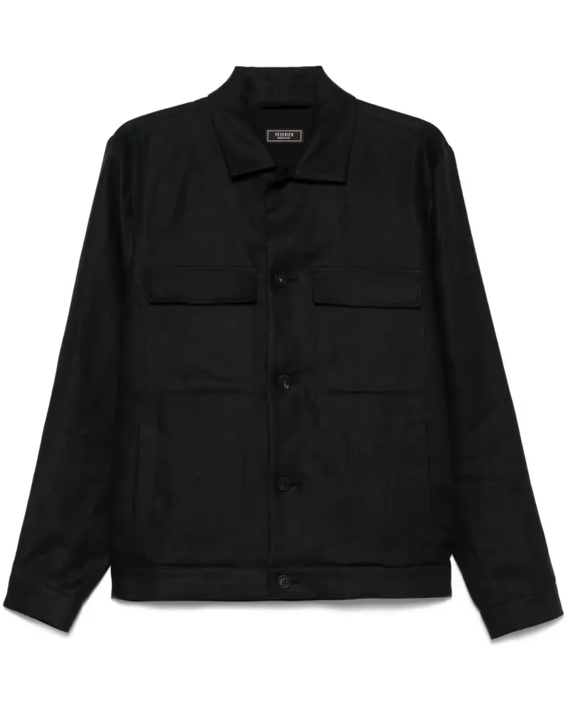 Peserico Hemdjacke aus Gabardine und Leinen - Blau Blau