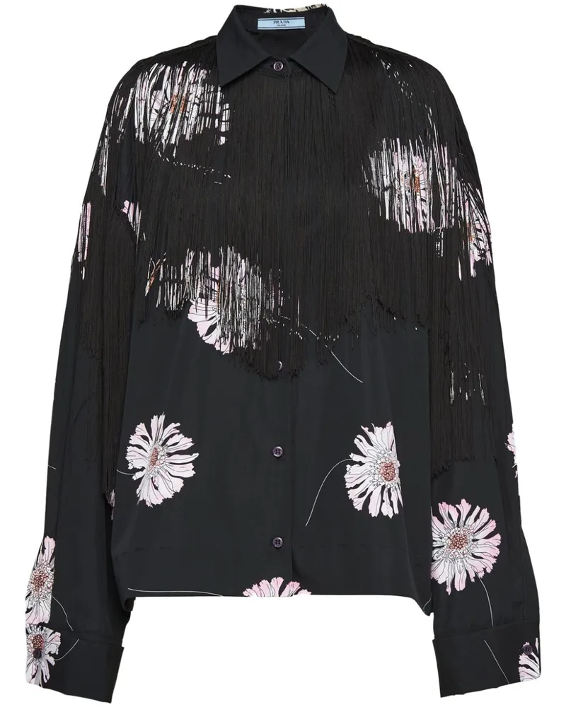 Prada Hemd mit Blumen-Print Schwarz